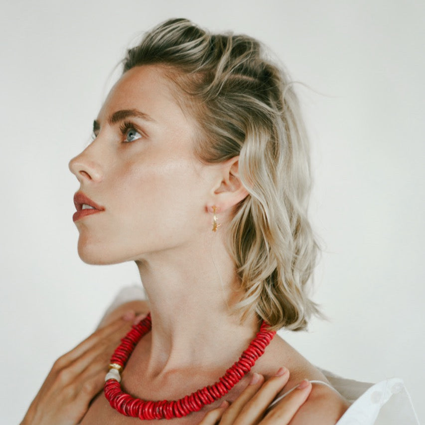 Mimosa - Beaded Necklace (Coral)