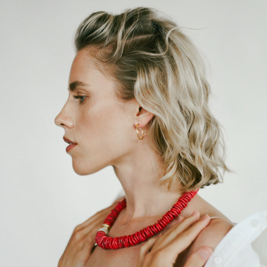 Mimosa - Beaded Necklace (Coral)