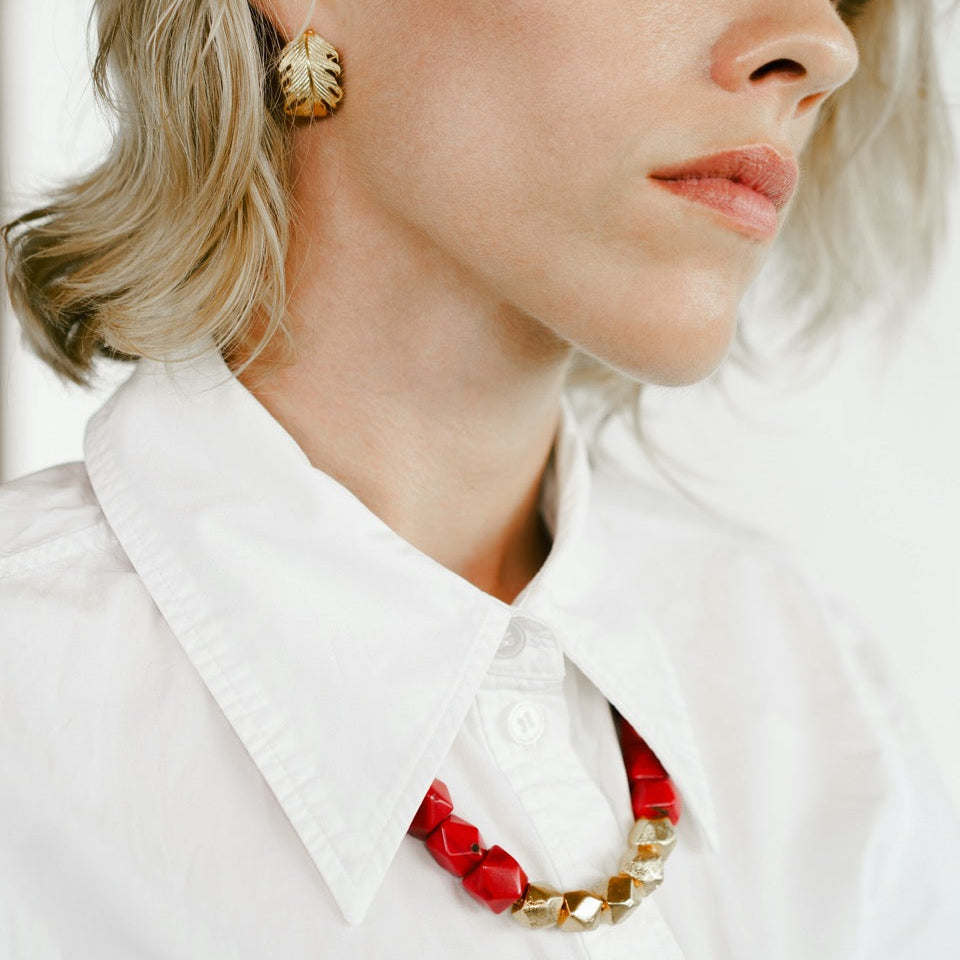 Mirage- Beaded Necklace (Coral)