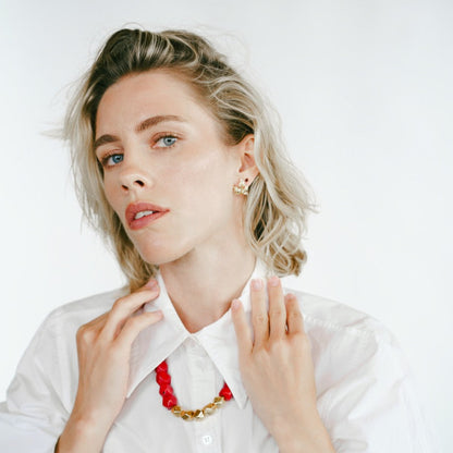 Mirage- Beaded Necklace (Coral)