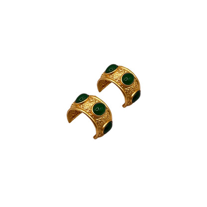 Emerald Crown Hoops Earrings