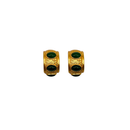 Emerald Crown Hoops Earrings