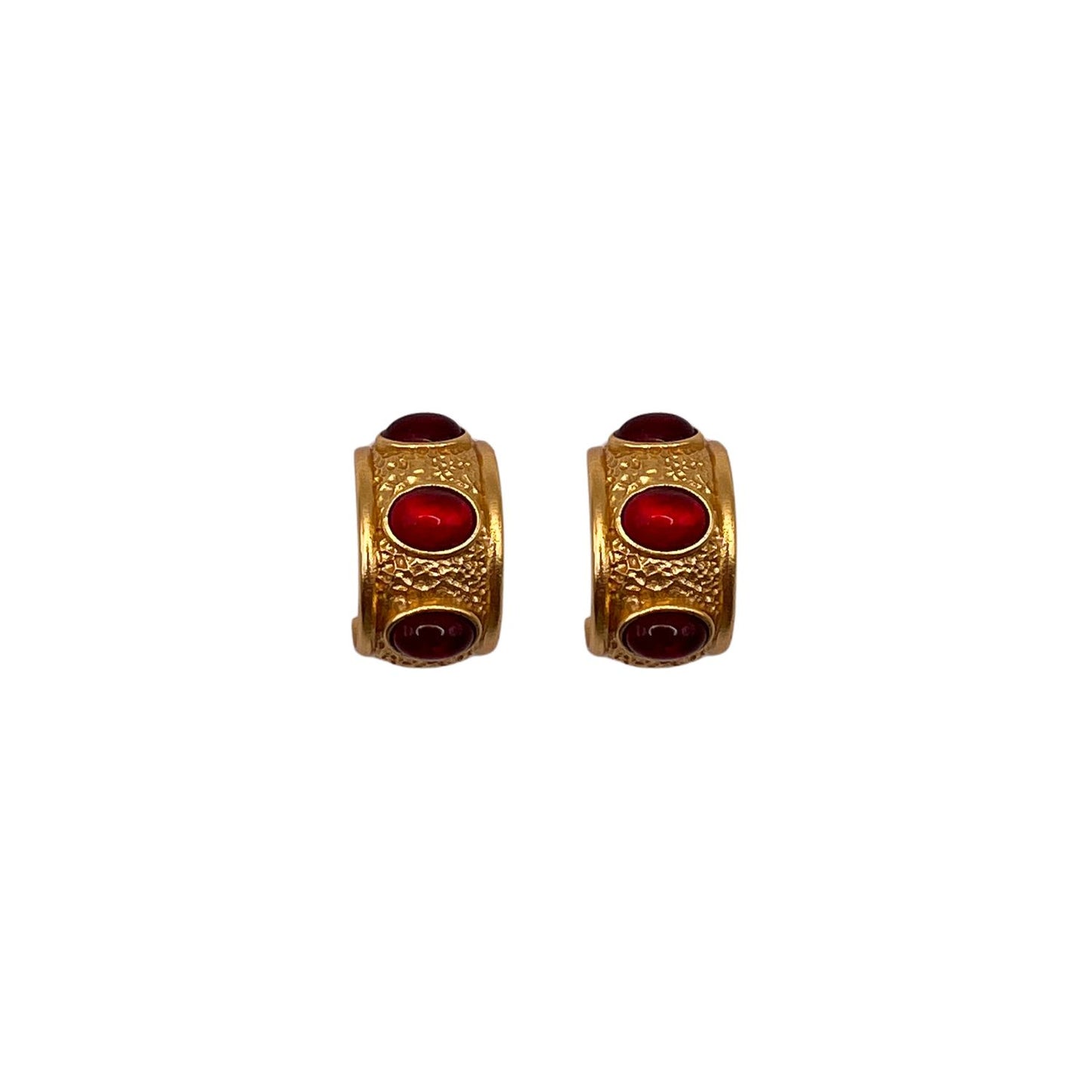 Ruby Crown Hoops Earrings
