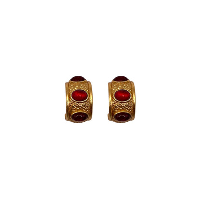 Ruby Crown Hoops Earrings