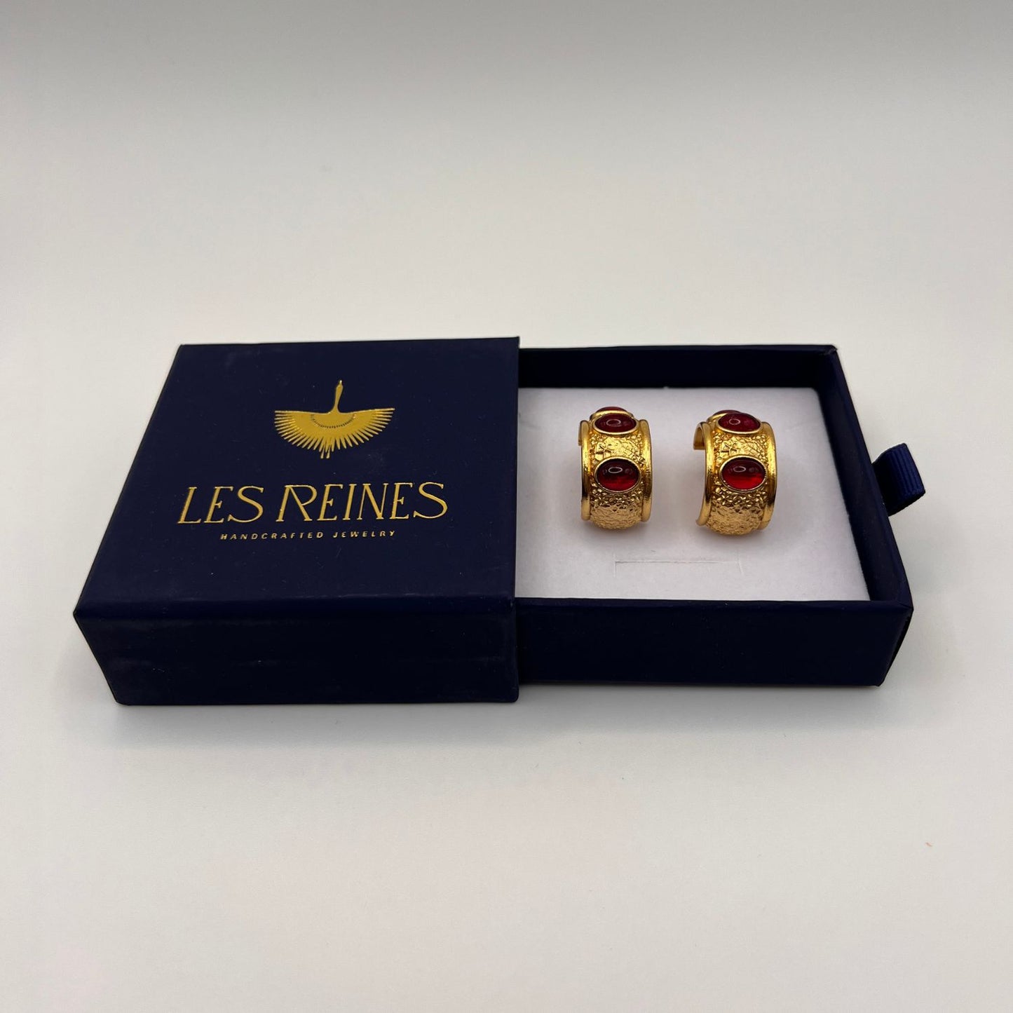 Ruby Crown Hoops Earrings