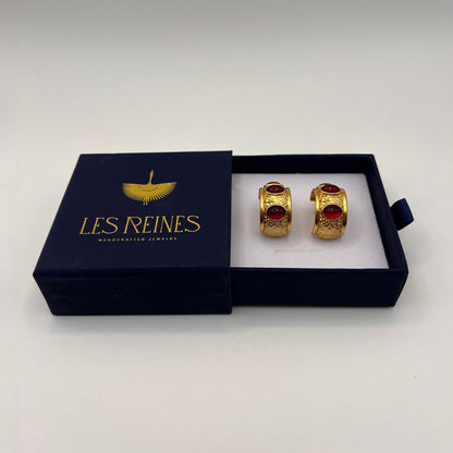 Ruby Crown Hoops Earrings