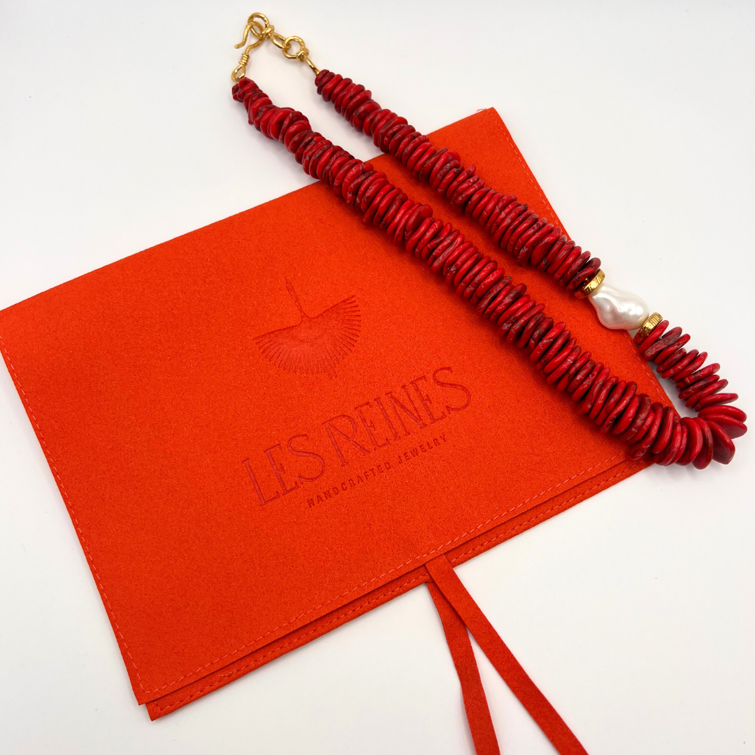 Mimosa - Beaded Necklace (Coral)