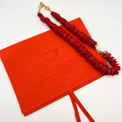 Mimosa - Beaded Necklace (Coral)