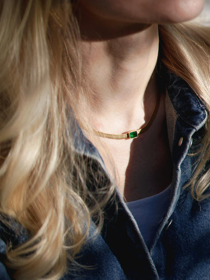 Regal Serpent Necklace with Green Quartz