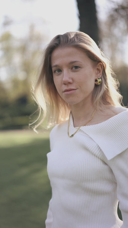 Emerald Crown Hoops Earrings
